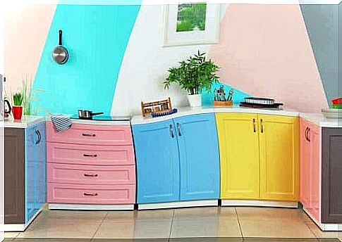 A colorful kitchen