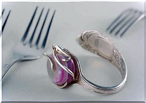 A napkin ring made from an old fork