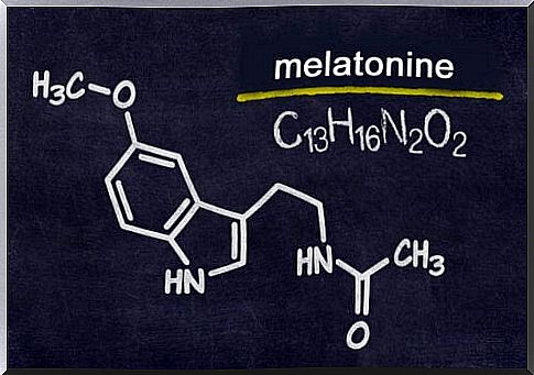 Chemical drawing of the hormone melatonin