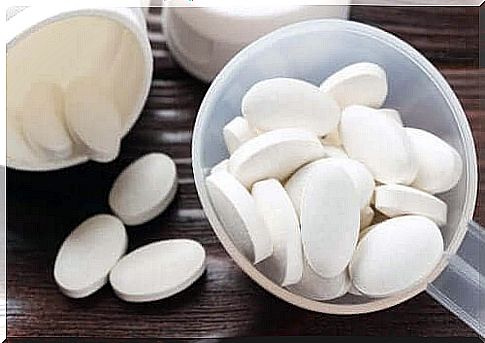 Jar full of calcium tablets